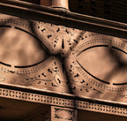 museum-quality 1891-2 fret-sawn painted pine wood gothic style loggia bracket panel from adler and sullivan's james charnley house