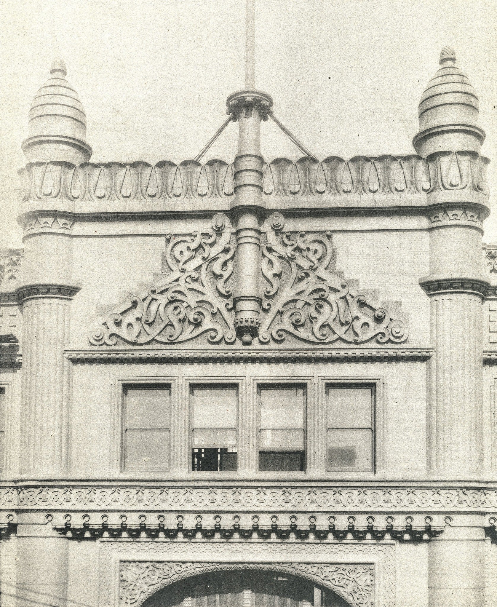 rare 1887-88 original john wellborn root-designed terra cotta window header salvaged from chicago's rookery building