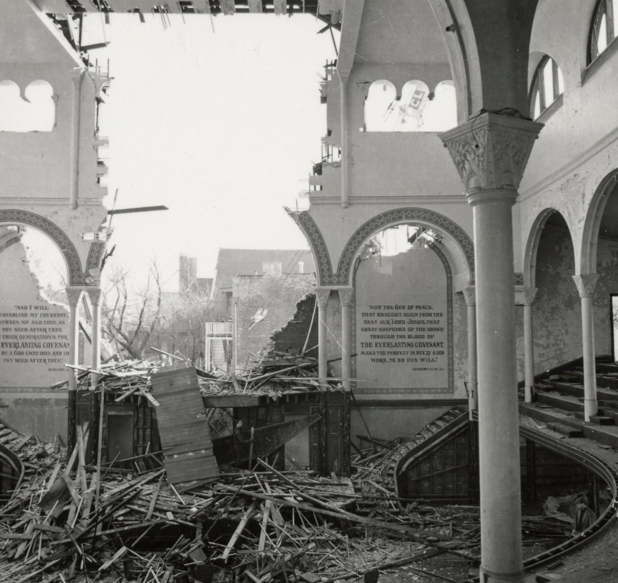 salvaged cast plaster interior church of the covenant (burnham and root) column capital salvaged by david norris
