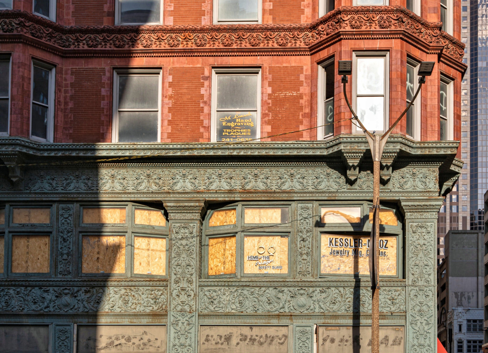 original henry ives cobb-designed cast iron chemical trust building monogrammed doorknob by yale and towne