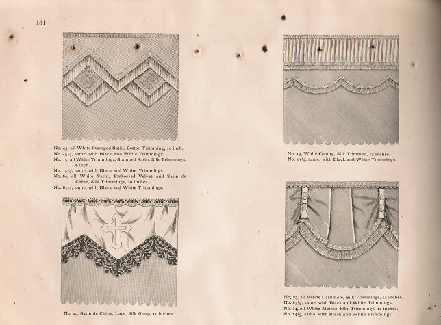 unusual and profusely illustraated early 20th century cleveland burial case company undertakers' product catalog featuring burial clothing, hardware and caskets