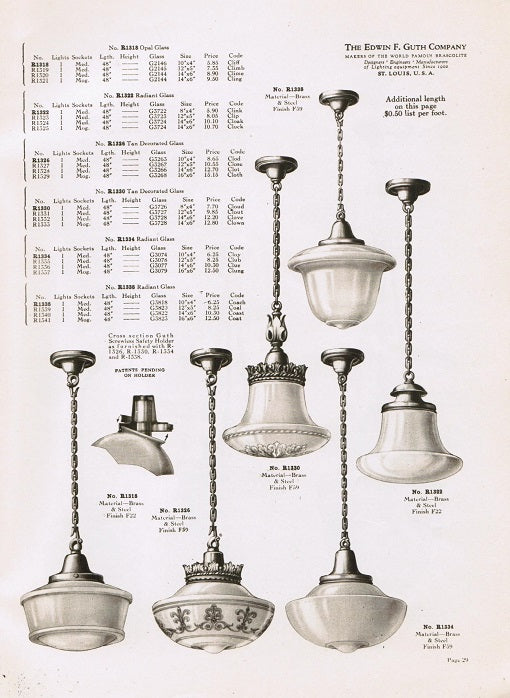 original c.1927 edwin f. guth company lighting equipment new brascolite, guthlite aglite, and guth co. specialties 25th anniversary catalog no. 18