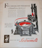 original oversized cast aluminum a. finkl & sons single-sided "lectromelt" flush mount heavy gauge steel cylindrical foundry refining steel tank specification plaque