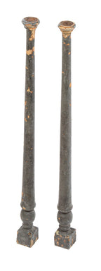 pair of historically important frank lloyd wright-designed yellow pine wood francisco terrace (1895) exterior stair railing spindles