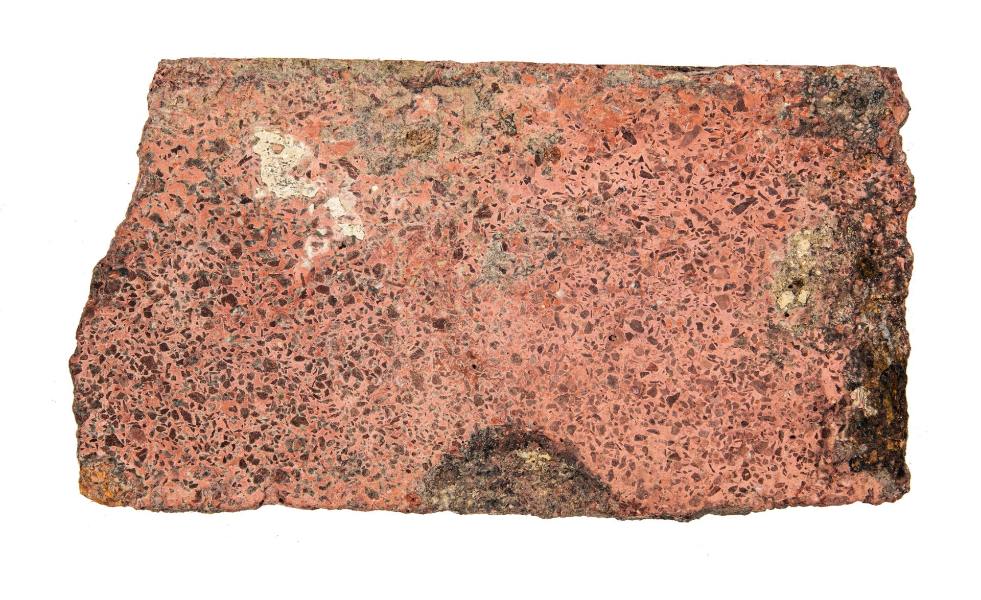 original pink terrazzo floor fragment unearthed from washington porter jr.'s south side chicago "kiosk sphinx"