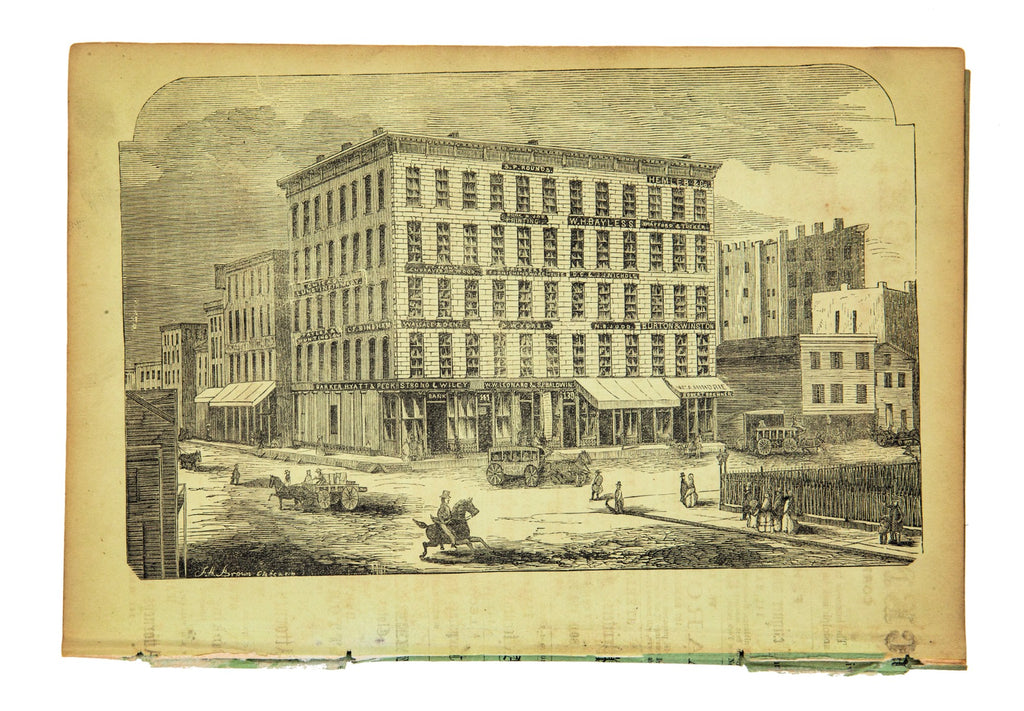 group of rare original and seldom seen engravings of downtown chicago buildings from the 1850s