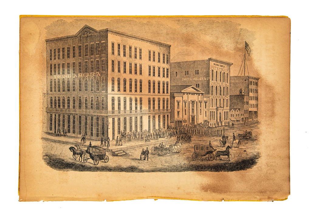 group of rare original and seldom seen engravings of downtown chicago buildings from the 1850s