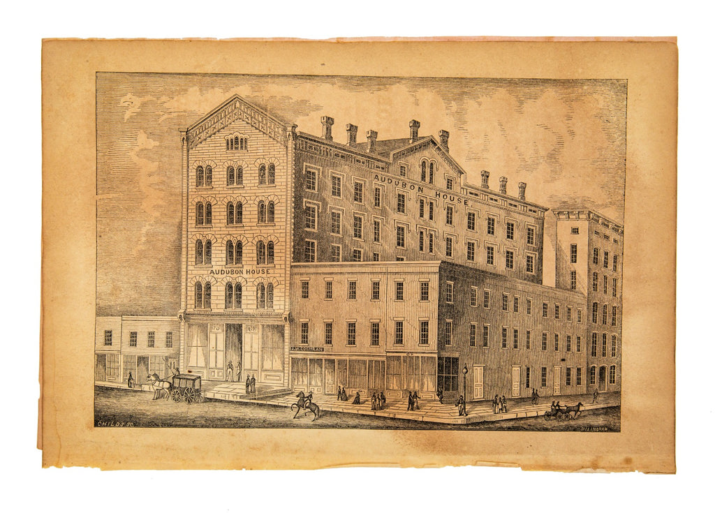 group of rare original and seldom seen engravings of downtown chicago buildings from the 1850s