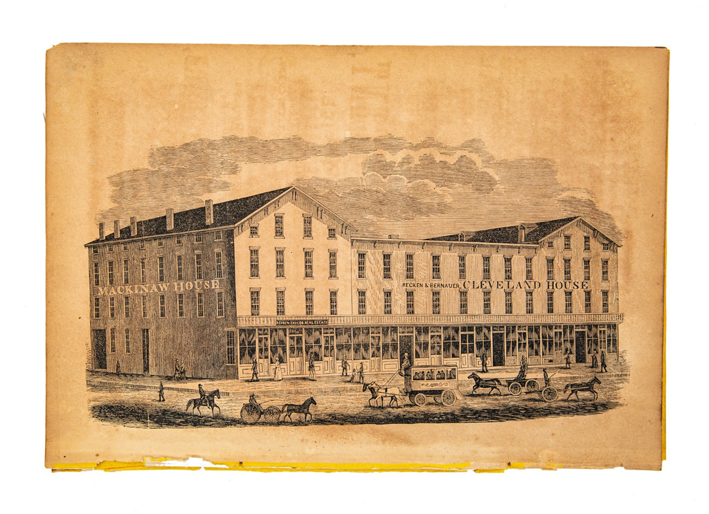 group of rare original and seldom seen engravings of downtown chicago buildings from the 1850s