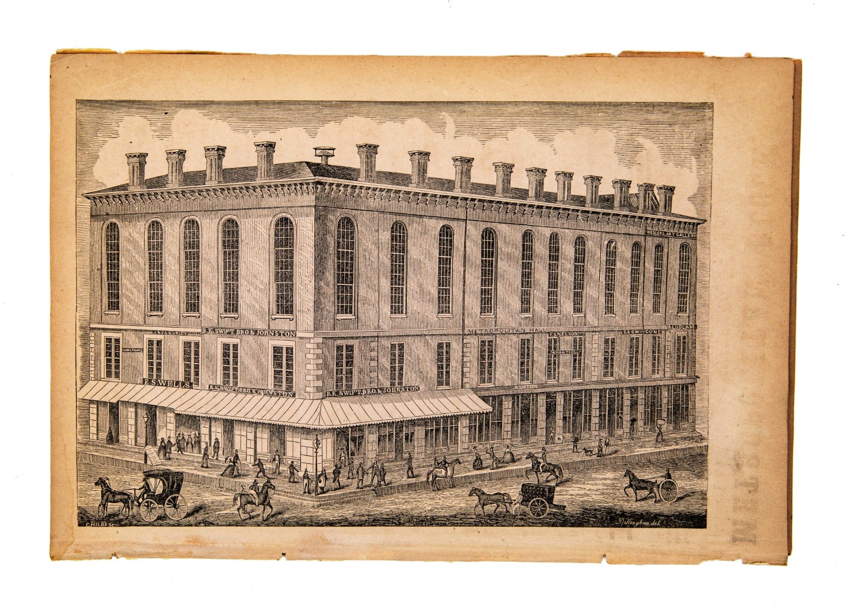 group of rare original and seldom seen engravings of downtown chicago buildings from the 1850s