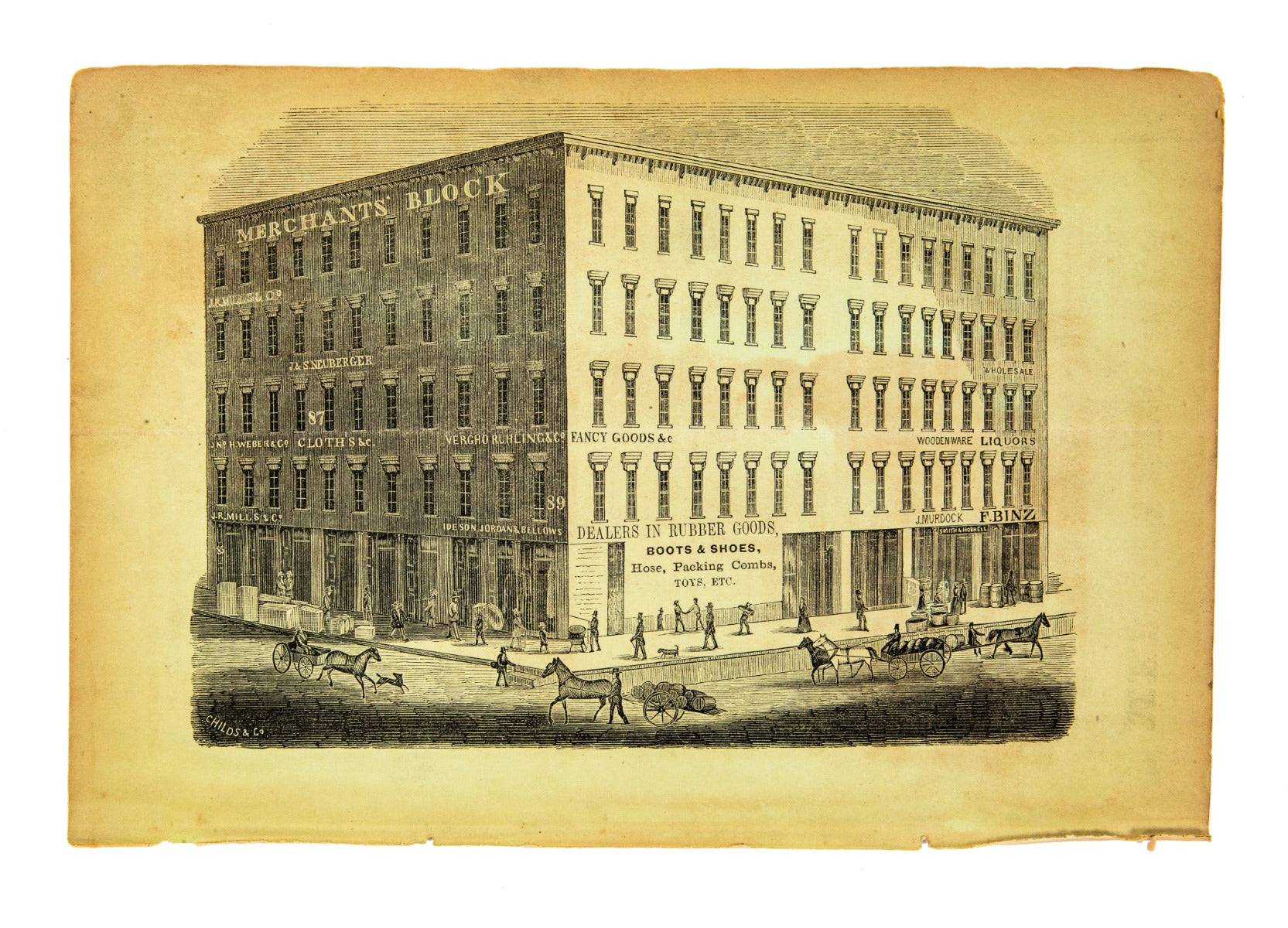 group of rare original and seldom seen engravings of downtown chicago buildings from the 1850s