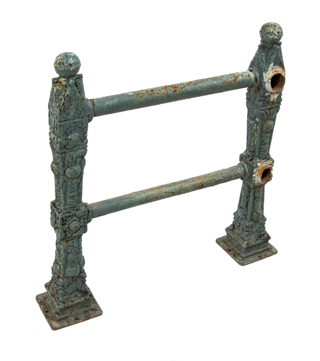 two matching highly sought after 19th century "chicago style" ornamental cast iron dearborn foundry exterior newel posts