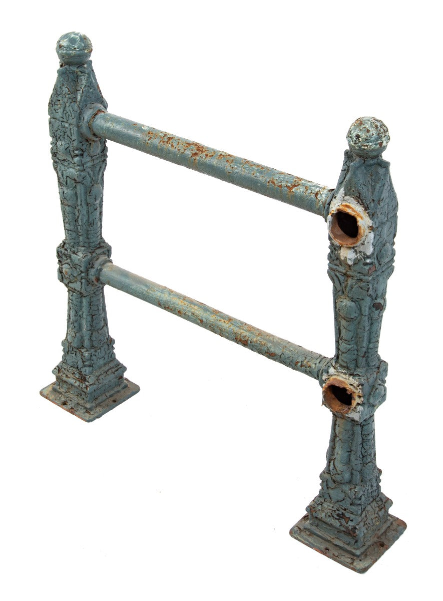 two matching highly sought after 19th century "chicago style" ornamental cast iron dearborn foundry exterior newel posts