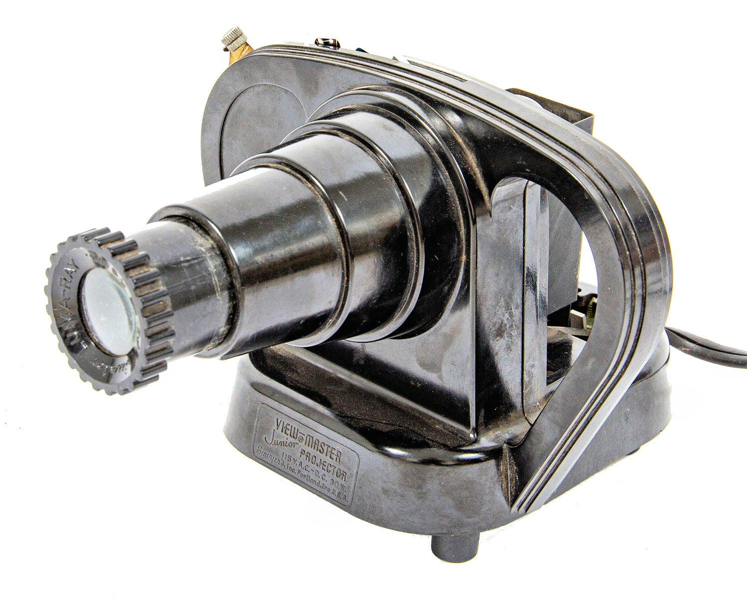 all original and fully functional american art deco style view-master junior projector with working bulb