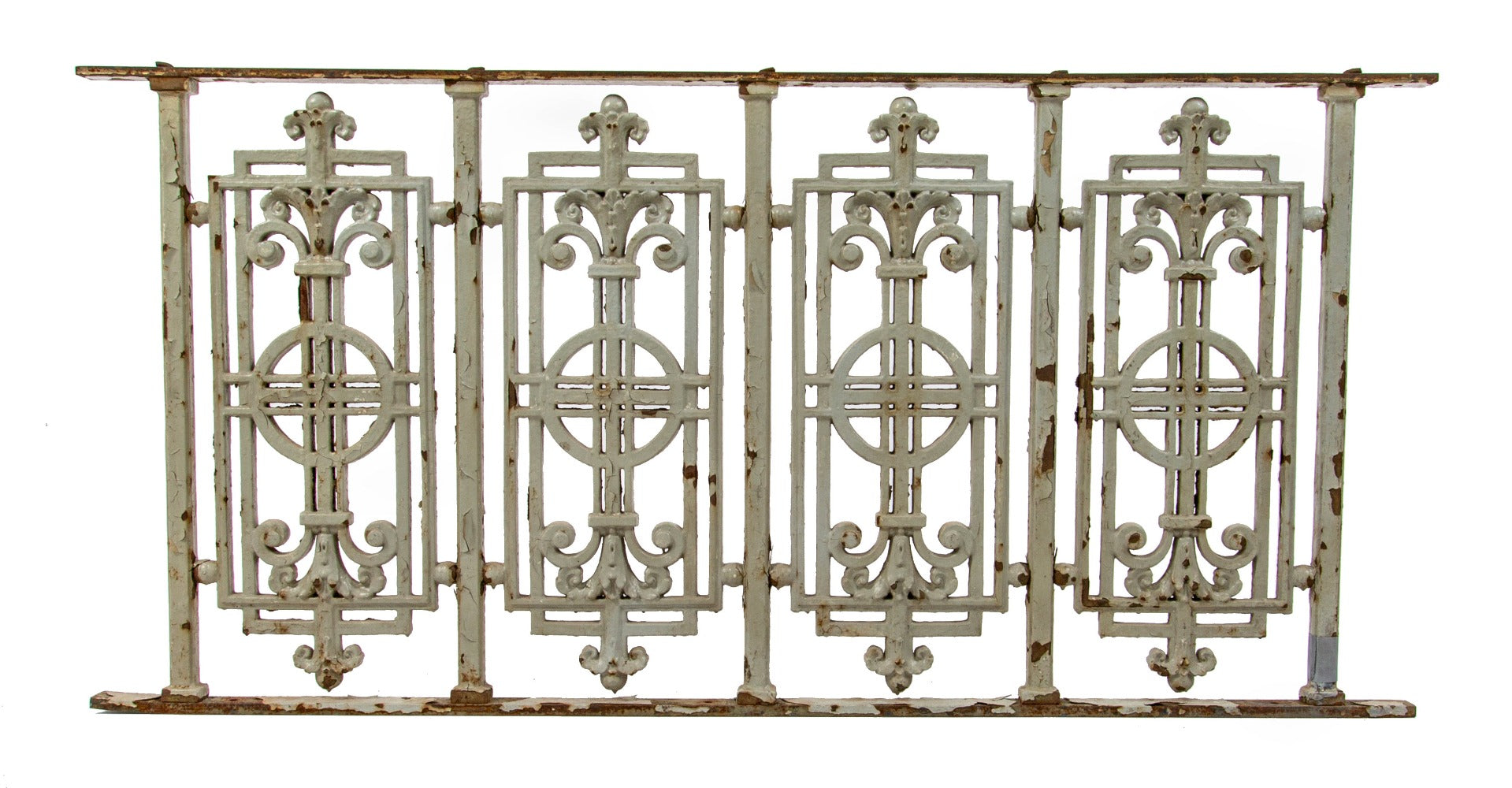 early 20th century unusual prairie school ornamental cast iron painted chicago building stair balusters attributed to nimmons and fellows