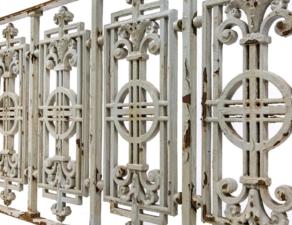 early 20th century unusual prairie school ornamental cast iron painted chicago building stair balusters attributed to nimmons and fellows