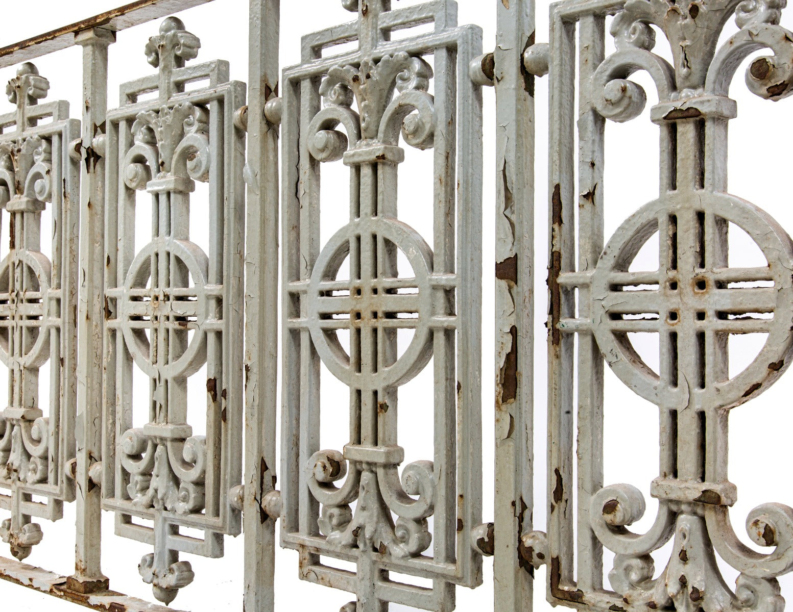 early 20th century unusual prairie school ornamental cast iron painted chicago building stair balusters attributed to nimmons and fellows