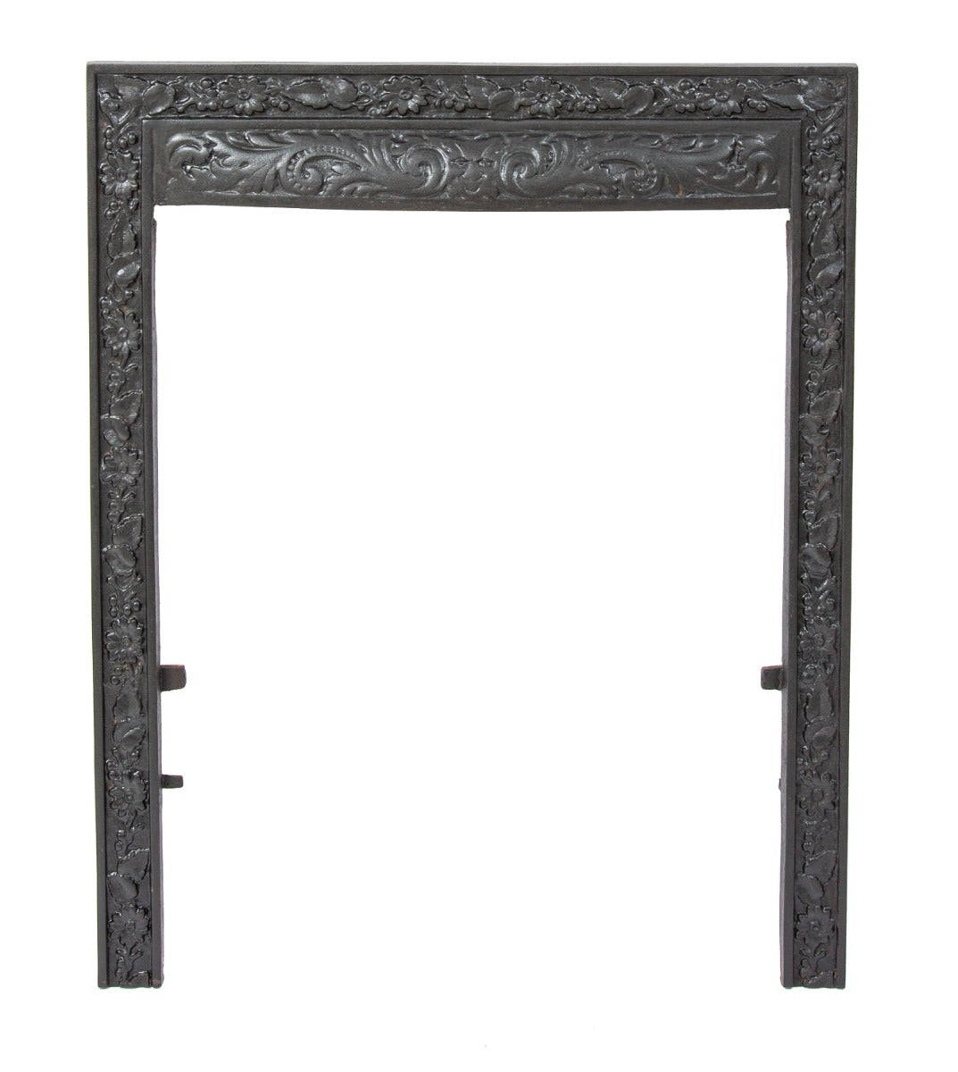 original dawson brothers 1890s black enameled ornamental cast iron salvaged chicago fireplace surround