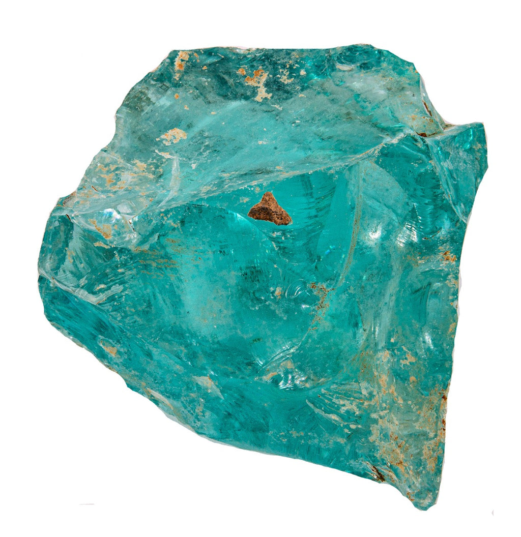 original oversized aqua green glass cullet salvaged from bruce goff's eugene bavinger house during its demolition