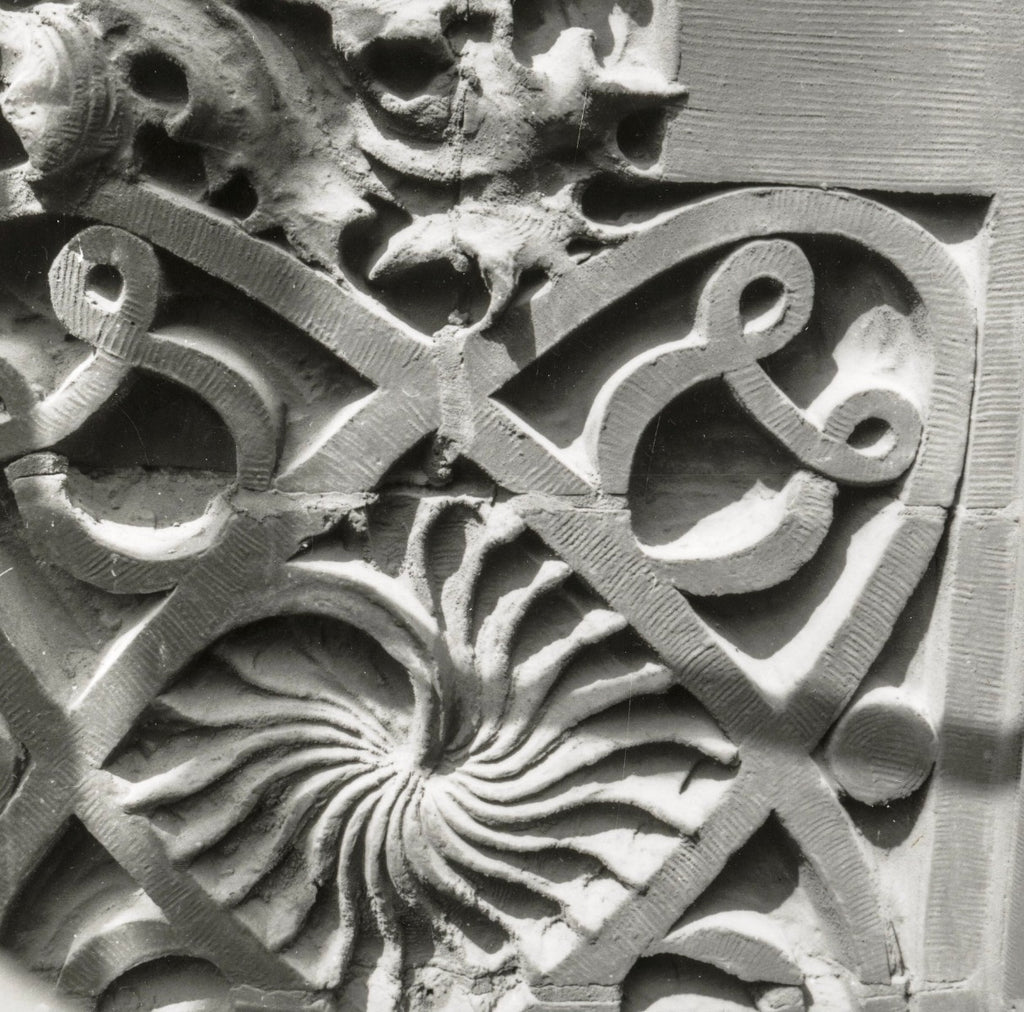 visually distinctive original 1892 exterior adler and sullivan schiller building or garrick theater terra cotta facade spandrel panel