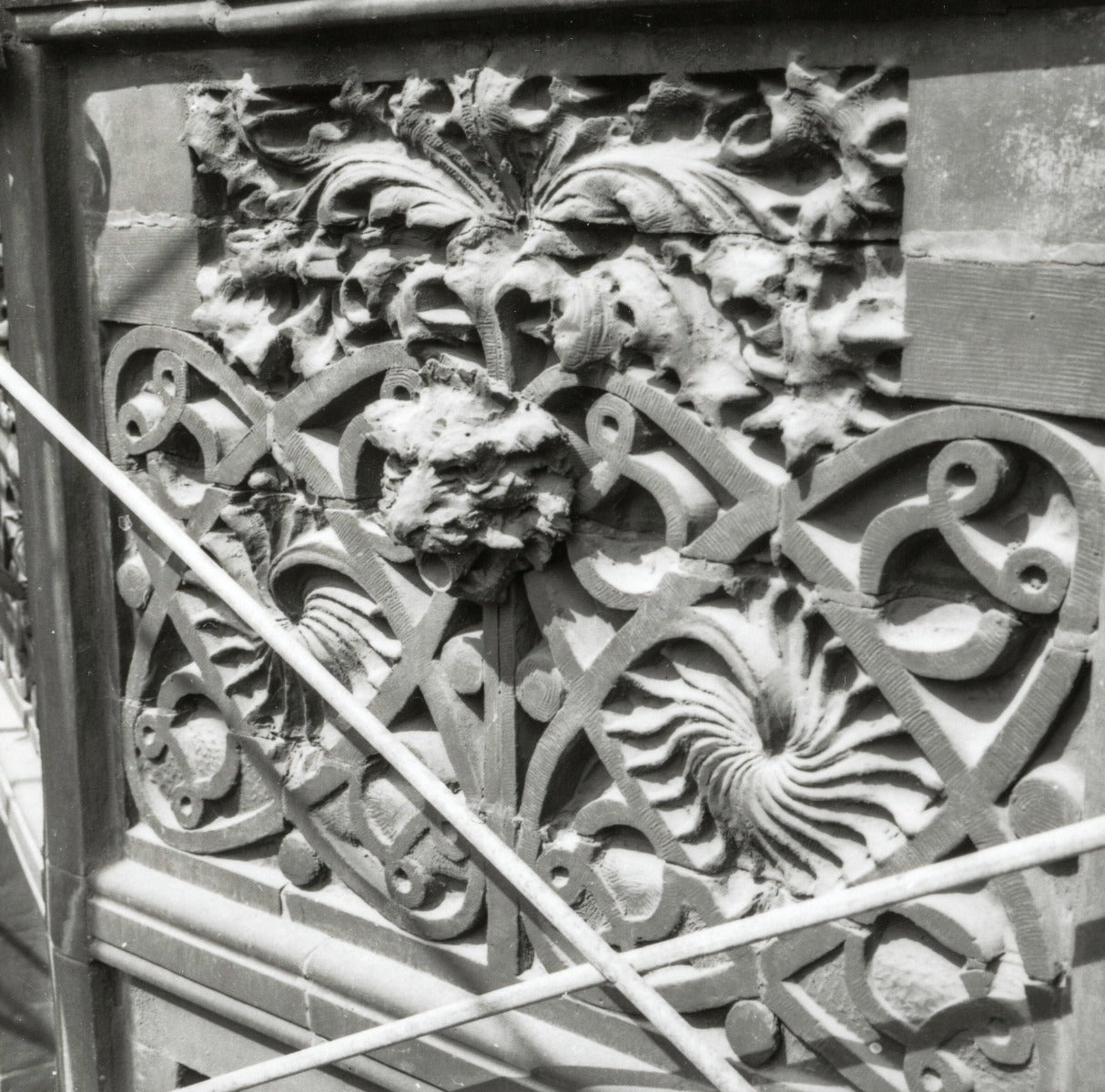 visually distinctive original 1892 exterior adler and sullivan schiller building or garrick theater terra cotta facade spandrel panel