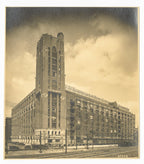 c. 1920's 24-karat gold glazed ornamental terra cotta r.r. donnelley printing plant exterior facade shield with hand trowel