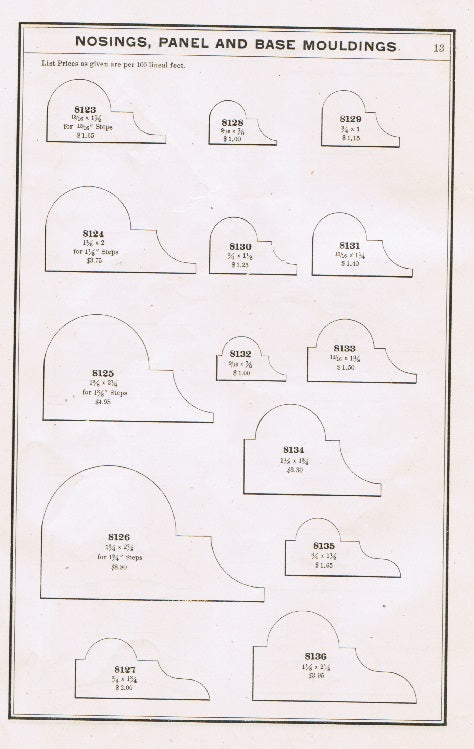 c. 1906 lestershire lumber and box company's diminutive softbound "official moulding book" illustrating full finished sizes