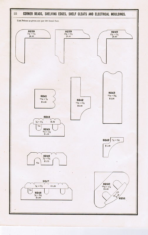 c. 1906 lestershire lumber and box company's diminutive softbound "official moulding book" illustrating full finished sizes