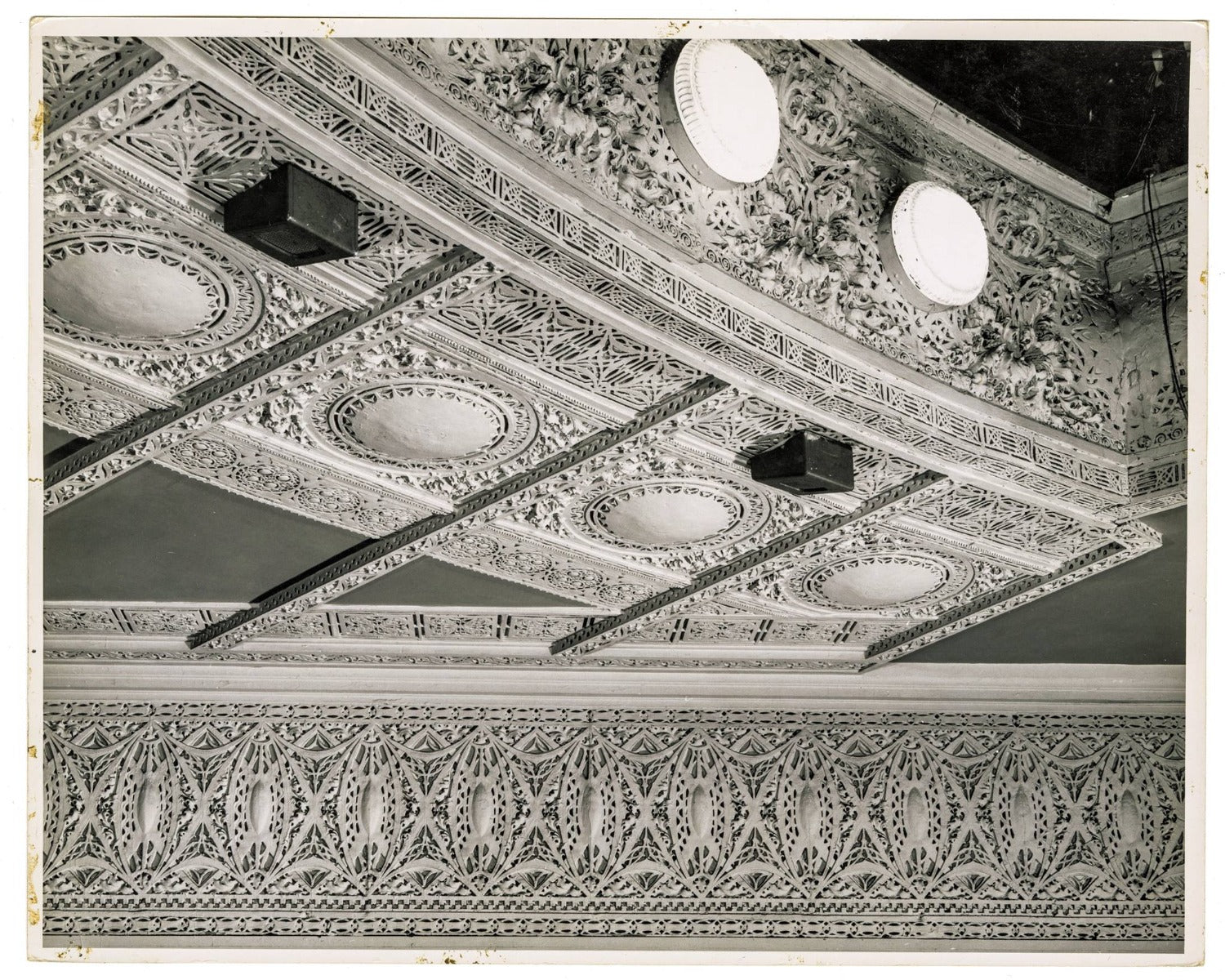 original 1892 schiller building or garrick theater cast plaster ornament designed by louis sullivan or frank lloyd wright