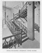 louis h. sullivan-designed original copper-plated ornamental cast iron chicago stock exchange building staircase riser fabricated by winslow brothers