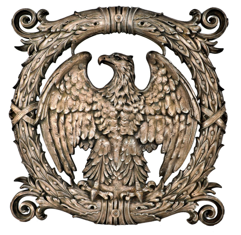 single original historically-important copper-plated cast iron elevator door ornament salvaged from henry ives cobb's federal building (1905)