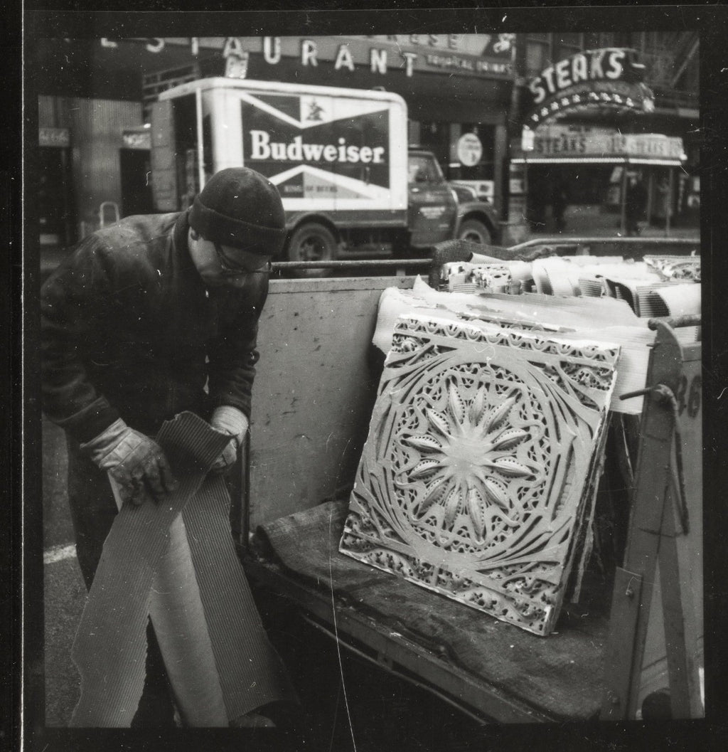 historically important 1892 adler and sullivan schiller building interior auditorium plaster "starpod" panel framed