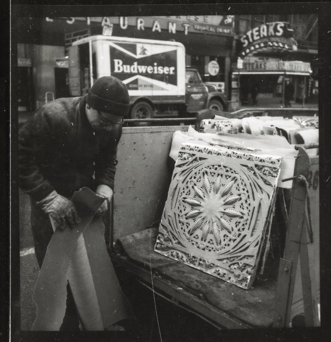 historically important 1892 adler and sullivan schiller building interior auditorium plaster "starpod" panel framed