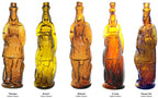 original and largely intact c. 1870's american antique medical "indian queen" browns celebrated indian herb bitters amber colored full-figure bottle