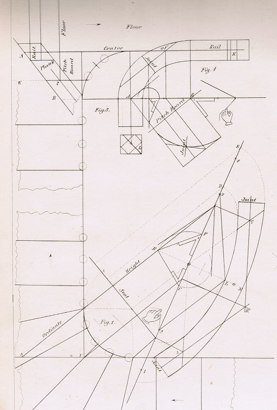 c. 1869 oversized portfolio "the carpenter and joiner and elements of handrailing" revised edition with 34 plates by robert riddell