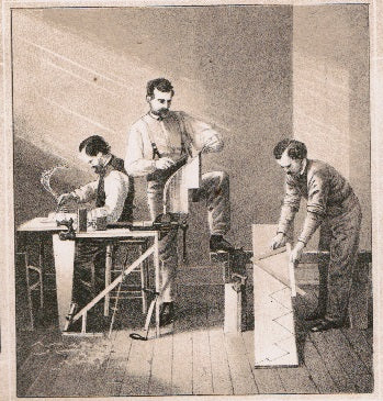 c. 1869 oversized portfolio "the carpenter and joiner and elements of handrailing" revised edition with 34 plates by robert riddell
