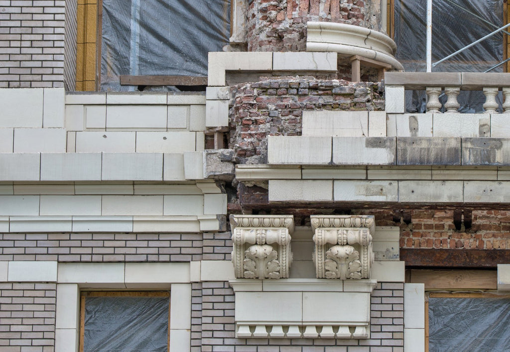 original 1914 white glazed terra cotta fluted column fragment salvaged from cook county hospital