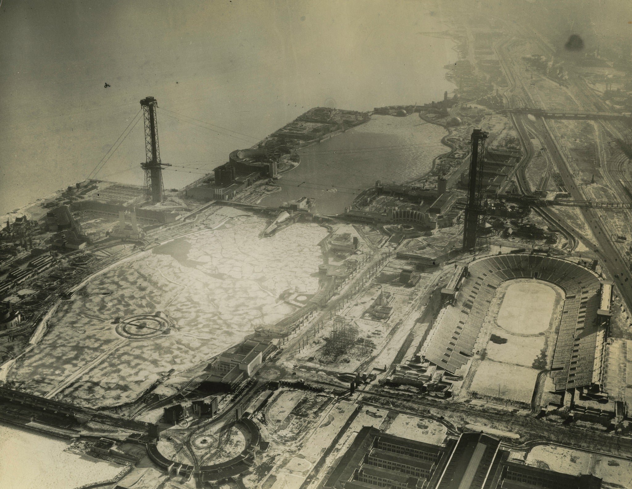 original 1933-34 aerial survey company photographic print of the "century of progress" or chicago world's fair.