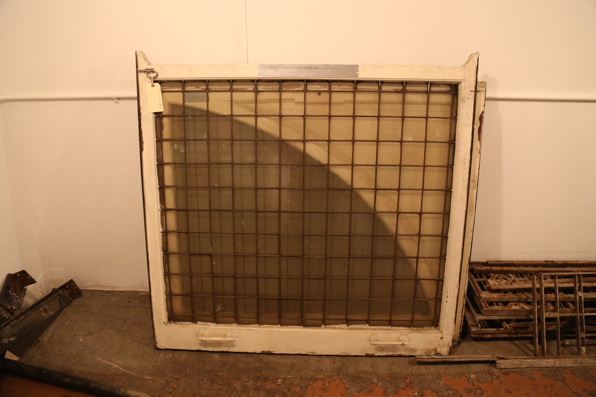 large lot of original 19th century rookery building luxfer prism glass tiles with intact sodered-joint copper caming