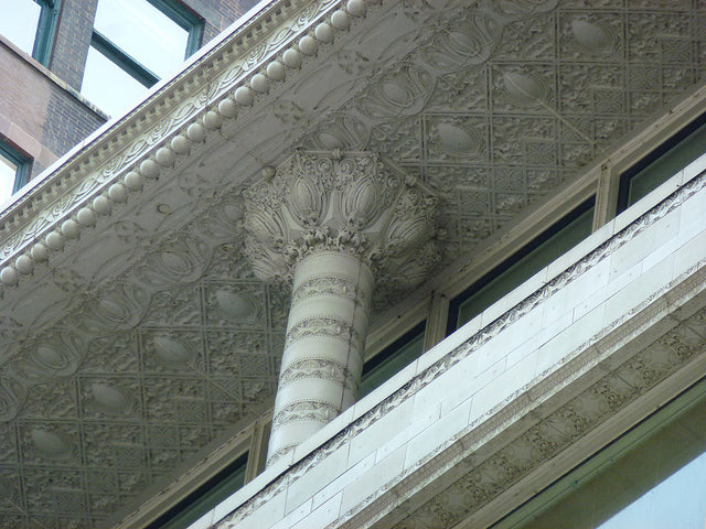 historically important late 19th or early 20th century original exterior white glazed terra cotta schlesinger & mayer department store building stringcourse panel