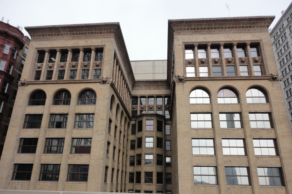 original oversized c. 1893 historically important sullivan and adler-designed union trust building interior office door monogrammed handle with intact bower-barff finish
