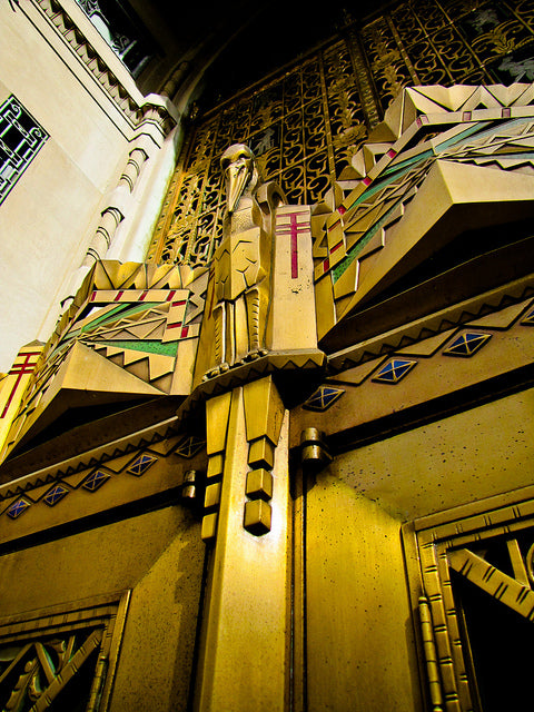 original documented c. 1933 ornamental cast bronze cincinnati times-star building interior office door monogrammed doorknob and matching rosette