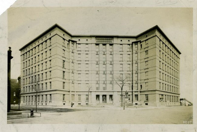 original c. 1907 documented ornamental brushed cast iron exterior michael reese hospital entrance door surround border panel fragment