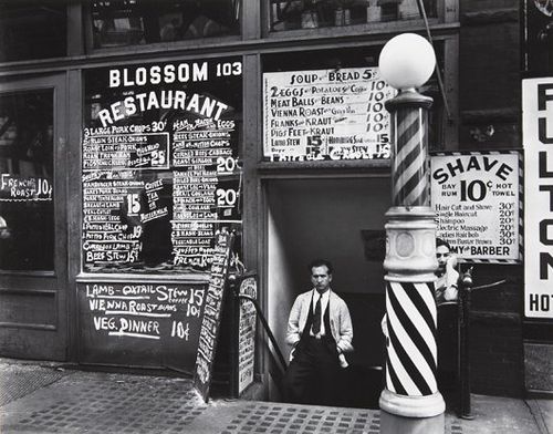 original c. 1930's american depression era single-sided  wall-mount exterior polychromatic vitreous enameled "modern service" barber pole trade sign from the south side of chicago