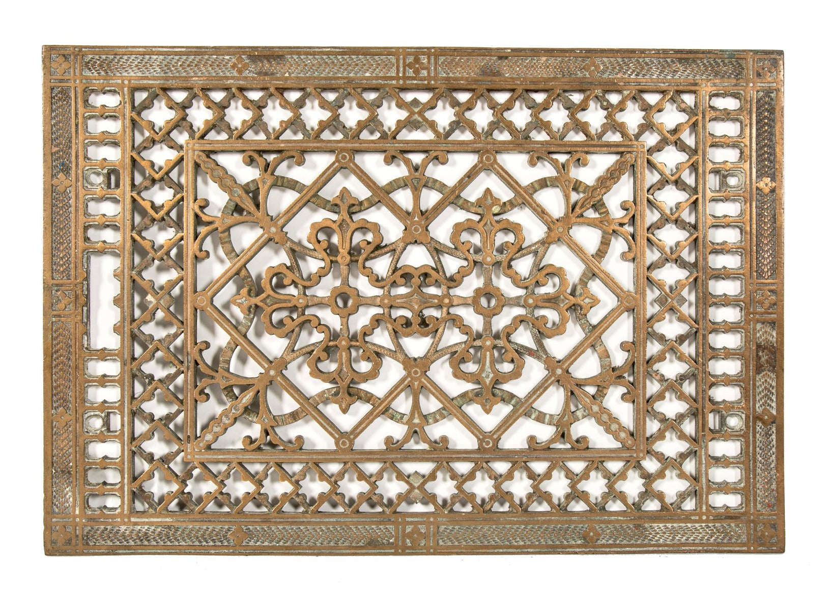 historically important solid bronze victorian-era floor grille or grate salvaged from henry ives cobb's chicago historical society building