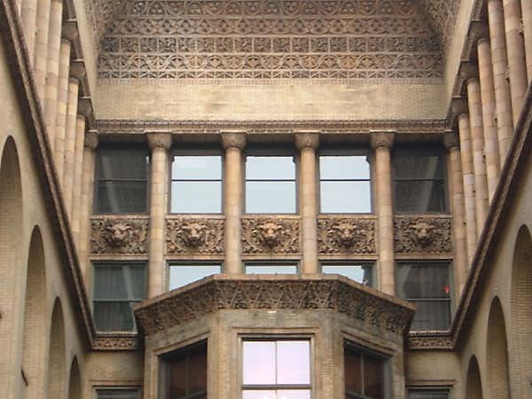 single all original bower-barff finish ornamental cast iron louis h. sullivan-designed union trust building office door backplate or escutcheon with opening for cylinder lock