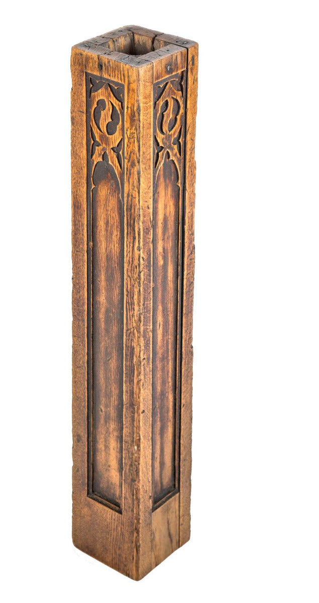 historically important adler and sullivan loeb apartment building quarter-sawn oak wood staircase newel post likely detailed by frank lloyd wright