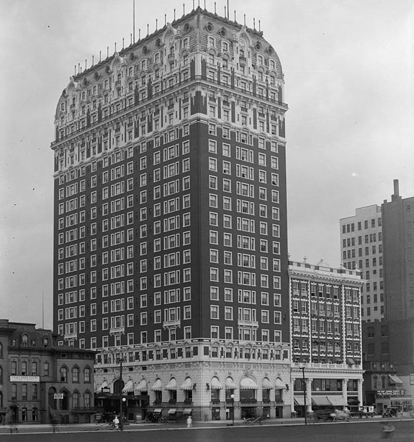 early 20th century original salvaged chicago blackstone hotel ornamental cast bronze guest room key fob with nickel-plated skeleton key
