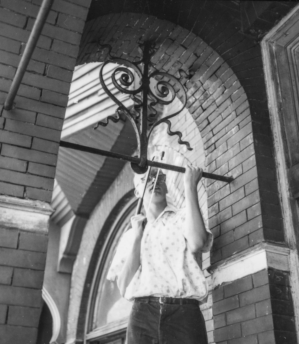 well-documented original john edelmann-designed ornamental cast iron tie-rod plate salvaged from dankmar adler's 1885 house