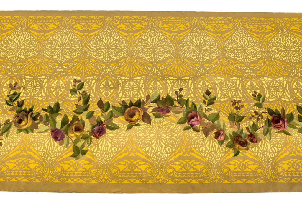 original hand-painted 1960s adler and sullivan schiller building or garrick theater test panel stencil on masonite